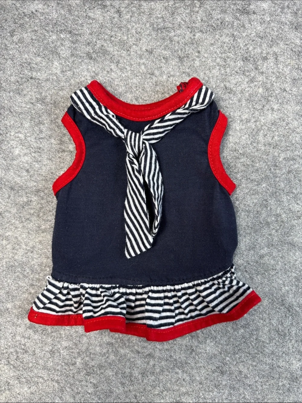Lot of 3 Small Dog Dresses 5-10 lbs Nautical Red Ruffle Pet Clothes
